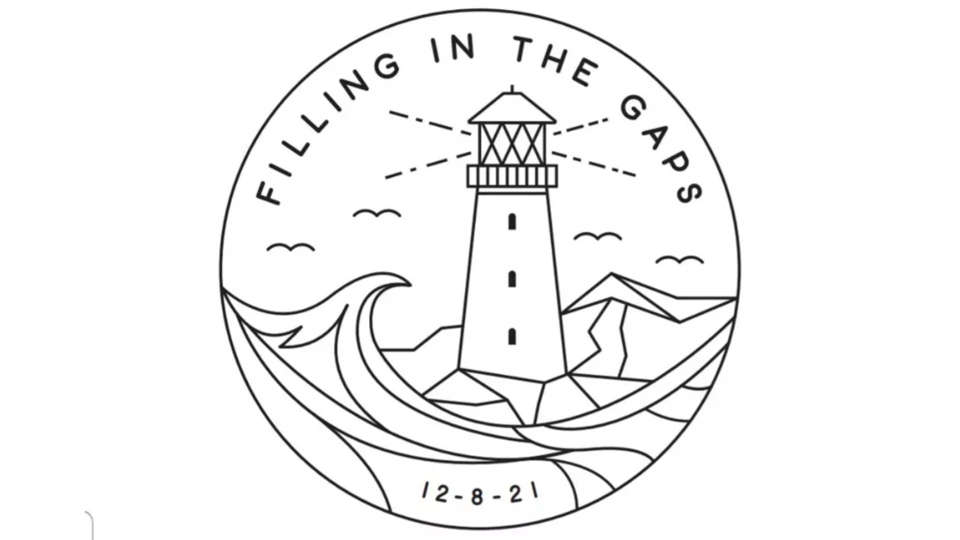 A line illustration of a lighthouse, dated 12-8-21