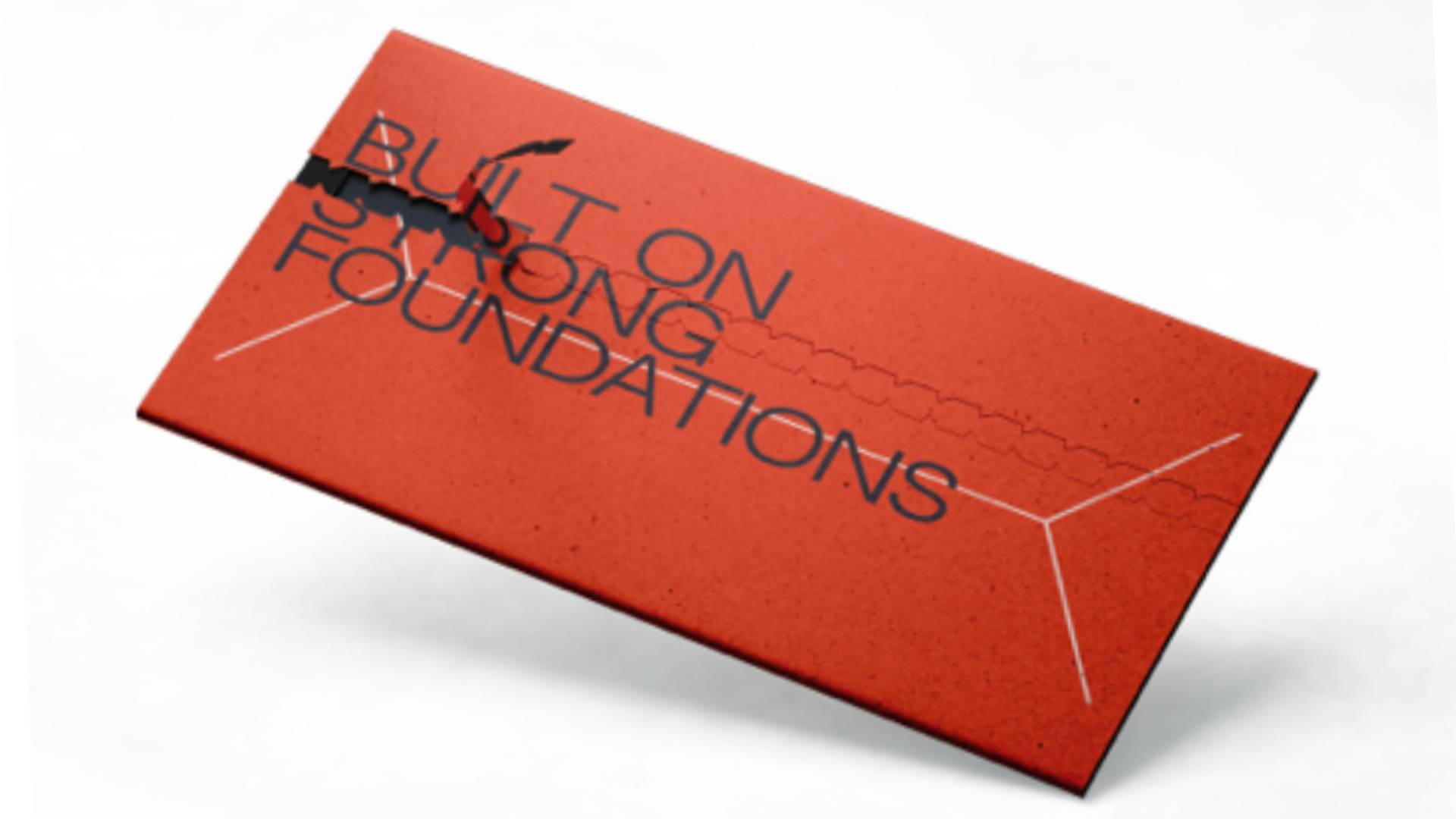 A close up of the brochure envelope partially opened with a pull tab